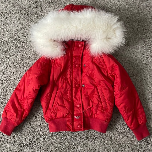 COPY - Armani Junior Red Bomber coat size 3 - Picture 1 of 7